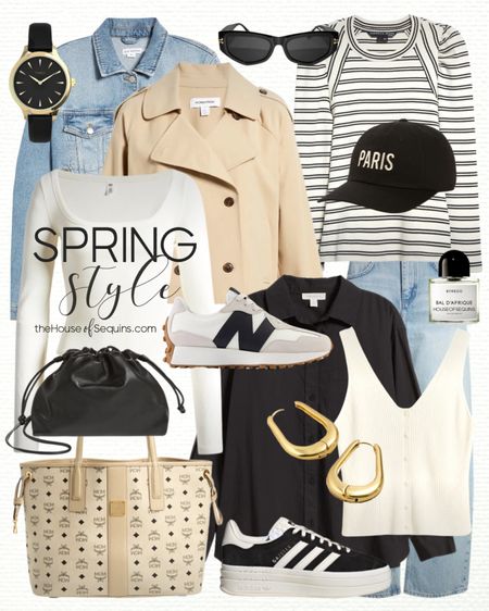 Shop these Nordstrom spring outfit finds! Cropped trench, denim jacket, MCM tote bag, Adidas Gazelle Platform sneakers, striped shirt, Barrel jeans, vest tank top, New Balance 327 and more!

Follow my shop @thehouseofsequins on the @shop.LTK app to shop this post and get my exclusive app-only content!

#liketkit #LTKsalealert #LTKstyletip 
@shop.ltk
https://liketk.it/4BO3a

#LTKSeasonal
