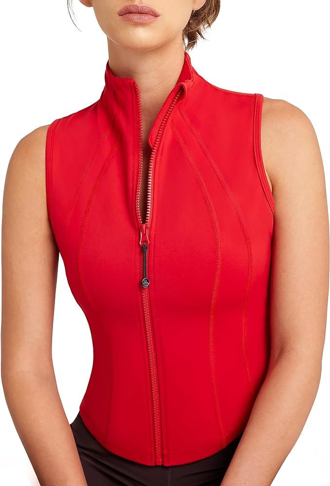 QUEENIEKE Women's Sleeveless Crop Shirts Summer Vest Workout Zip Up Tank Tops Running Athletic Sh... | Amazon (US)