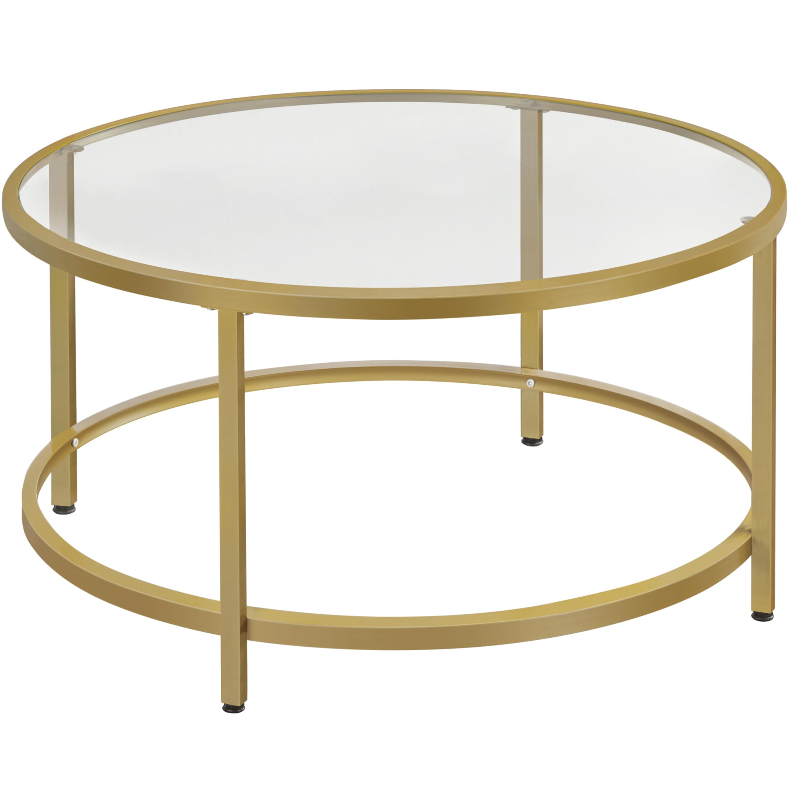 Yaheetech Gold Glass Coffee Table for Living Room, 36" Round Glass Coffee Table with Metal Frame,... | Amazon (US)