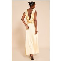 Yellow Satin Extreme Cowl Maxi Dress | PrettyLittleThing US