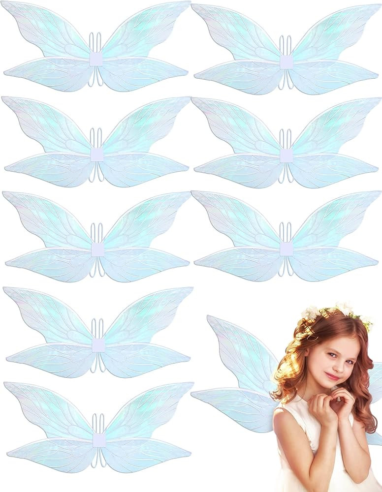 Cindeer 8 Pcs White Fairy Wings Butterfly Sparkling Sheer Wings Dress up Fairy Costume for Women ... | Amazon (US)
