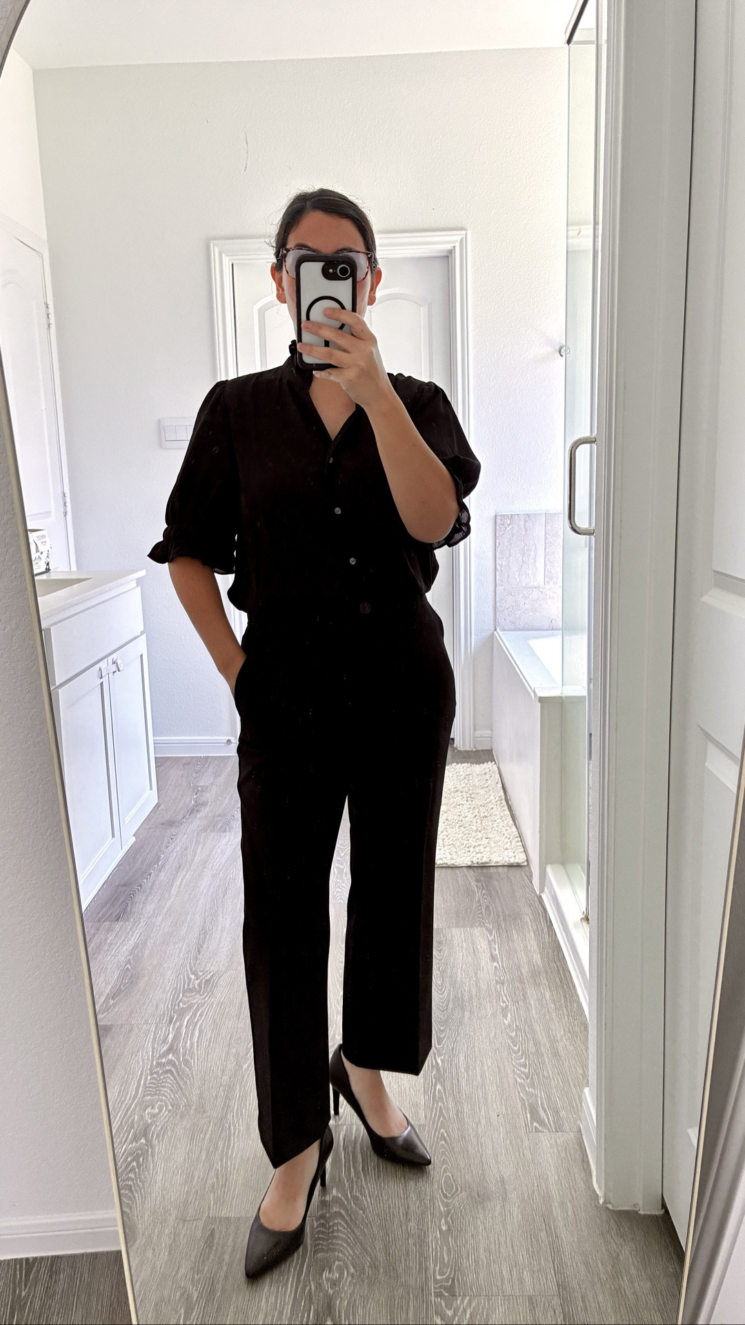 Ann Taylor look today! There clothing is so quality. I feel elevated and professional in this black blouse with lovely details and the petite crop pants. Add heels and you are ready to rule the world. 😉

#LTKootd #LTKPetite #LTKWorkwear