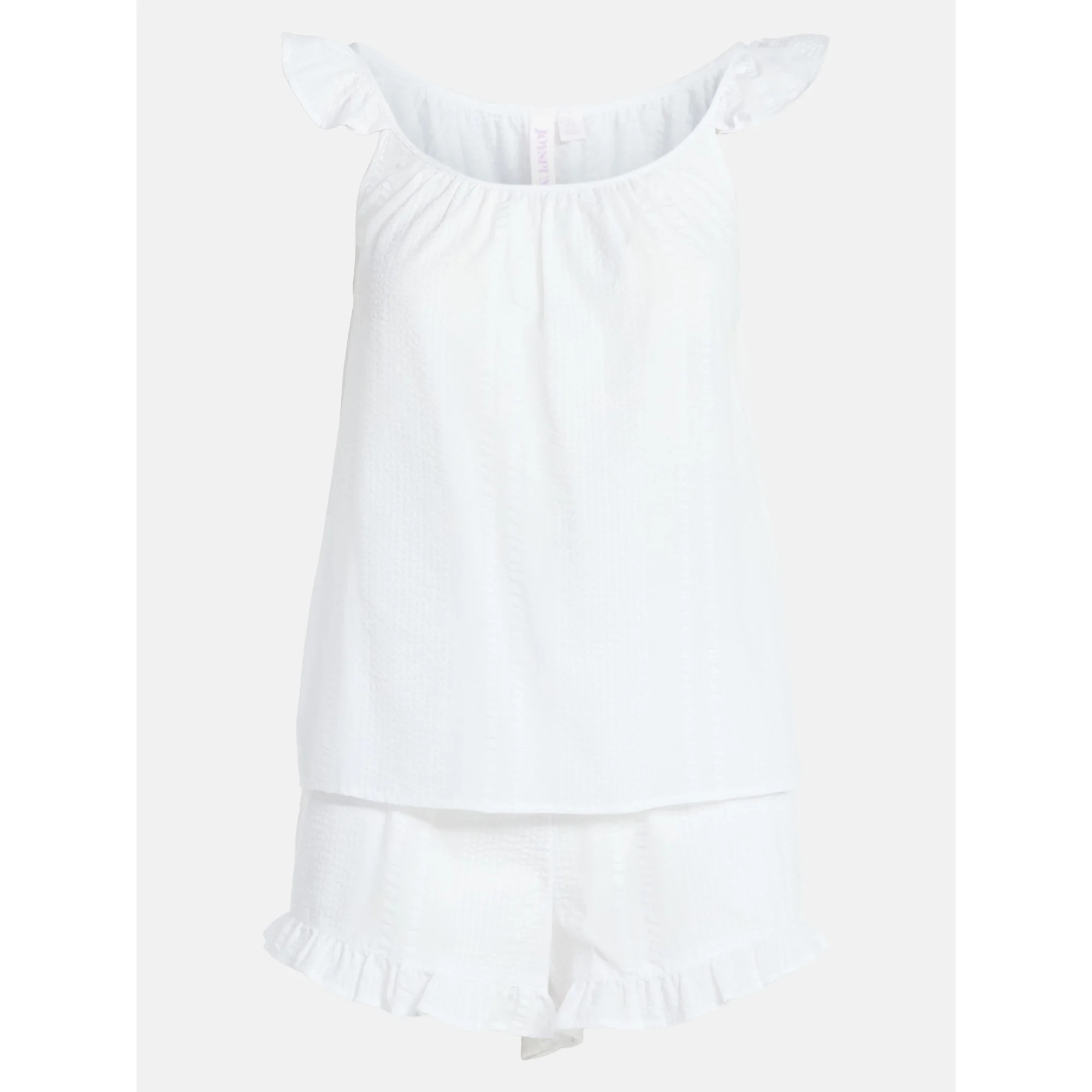 Joyspun Women's Seersucker Sleep Cami and Shorts Set with Ruffle, 2-Piece, Sizes XS-3X | Walmart (US)
