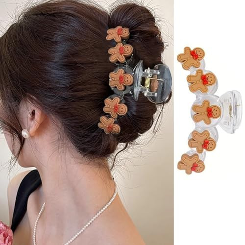 Gingerbread Man Claw Clips - Nonslip Styling Barrette Hairpins for Women - Xmas Jaw Clips - Christmas Hair Accessories for Thin & Thick Hair | Amazon (US)