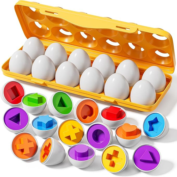 Matched Eggs Toddler Toys 1 2 3 4 Year Old - Shape Color Sorting Games, Kids Easter Eggs, Toddler... | Amazon (US)