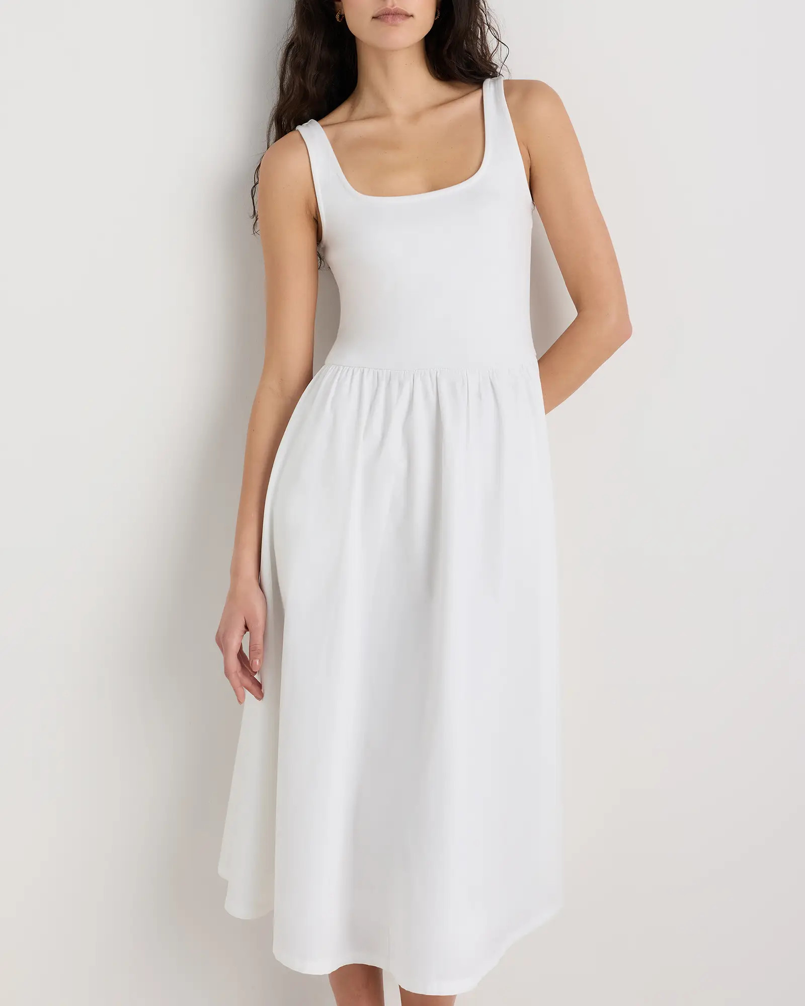 Cotton Mixed Media Tank Dress | Quince