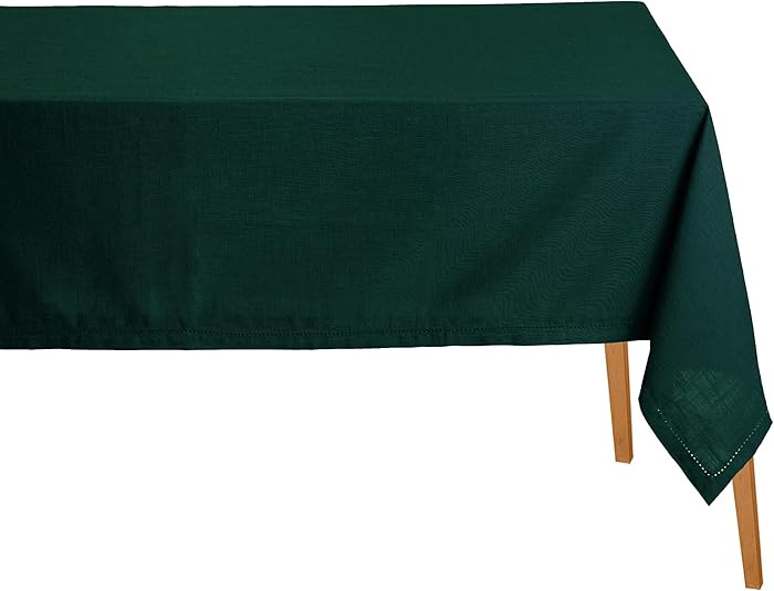 Green 100% Cotton Hemstitched Tablecloth 63 x 126 Inch - Table Cloth for Rectangle Tables - Class... | Amazon (US)