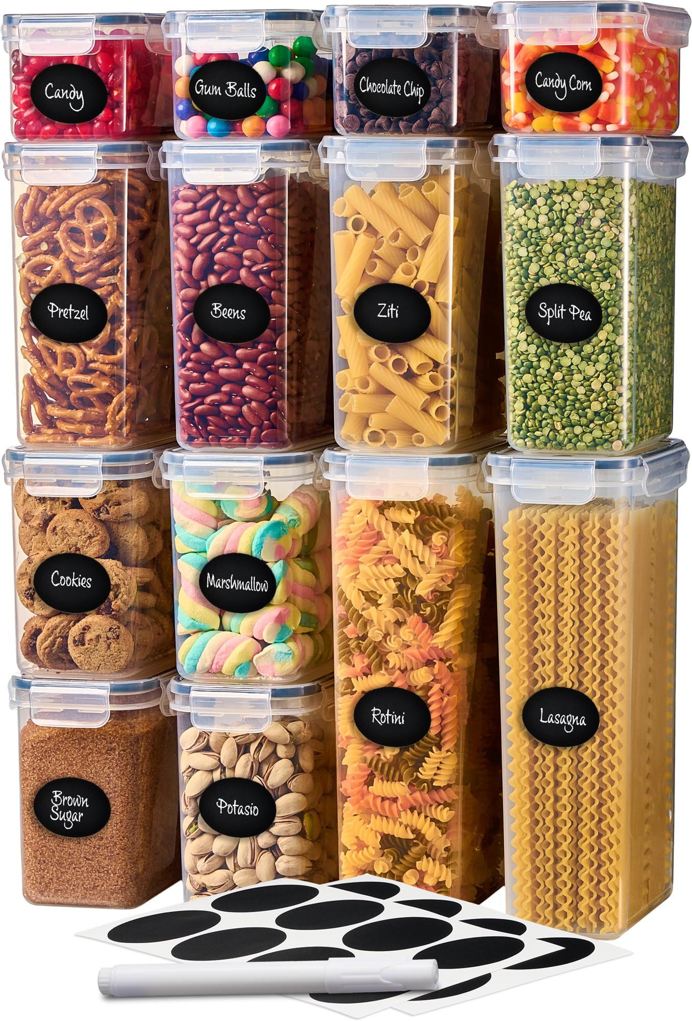 DWËLLZA KITCHEN 14 Pack Airtight Food Storage Containers for Pantry Organization and Storage - C... | Amazon (US)