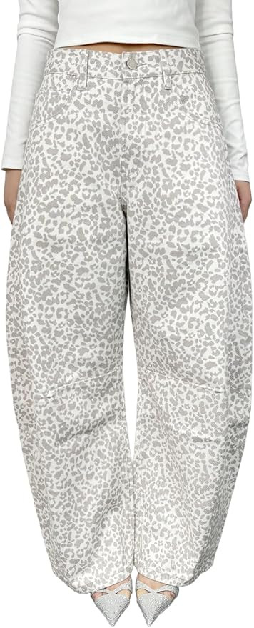 ONESO Womens Barrel Jeans Comfy Mid Rise Barrel Baggy Jeans Y2K Boyfriend Loose Balloons Jean Plu... | Amazon (US)