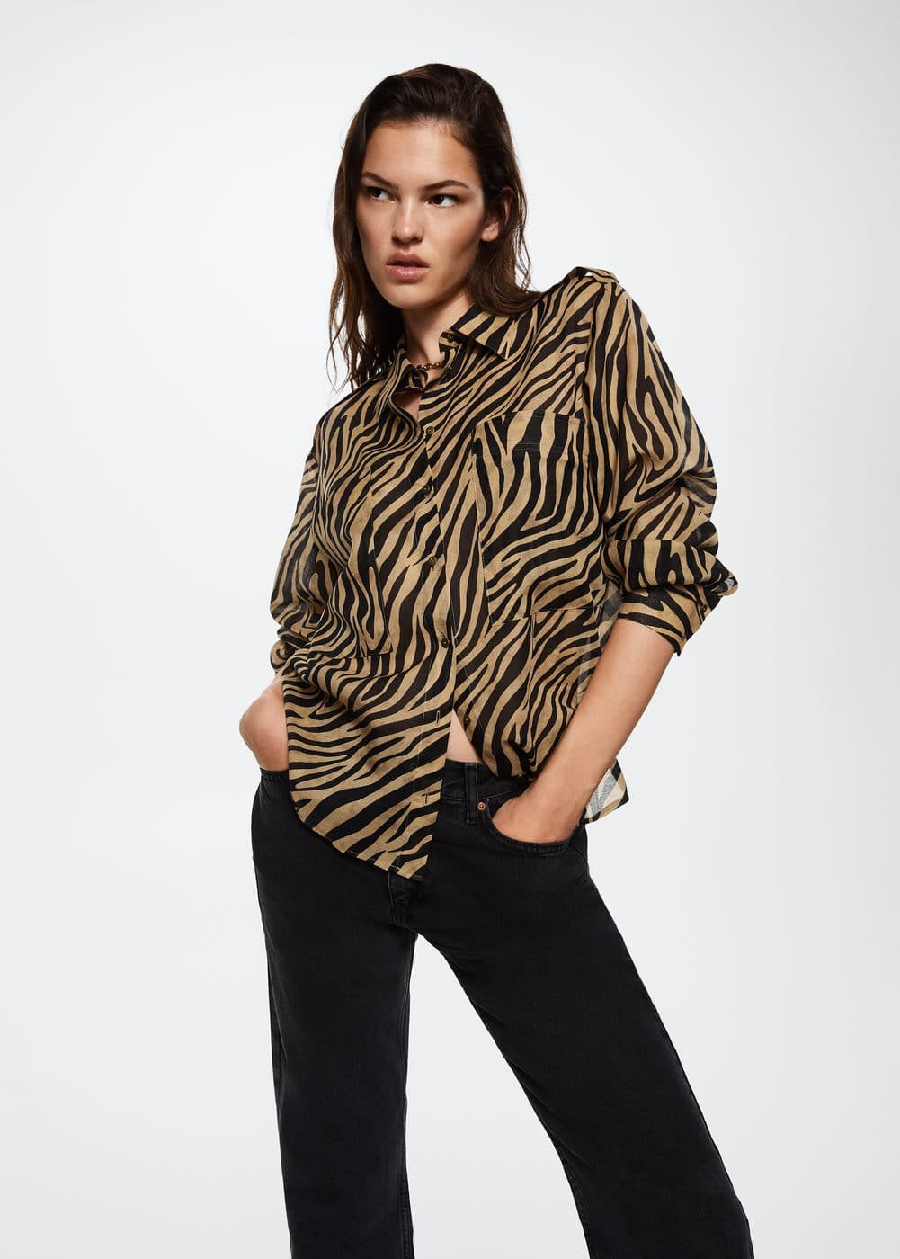Animal print shirt -  Women | Mango USA | MANGO (US)