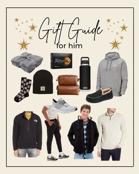 Gift guide for the special man in your life! Cozy earth blanket. The best golf balls. Beanie. Nike hoodie. Personalized toiletry bag for travel . Cashmere half zip. Aerie joggers. Personalized socks. Yeti water bottle. North face jacket. On cloud sneakers. #giftguideforhim2022 #giftideas 

#LTKSeasonal #LTKHoliday #LTKunder100