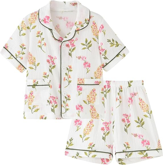 BINIDUCKLING Toddler Button Up Pajamas Summer Pjs for Girls Boys 18 Months - 12 Years | Amazon (US)
