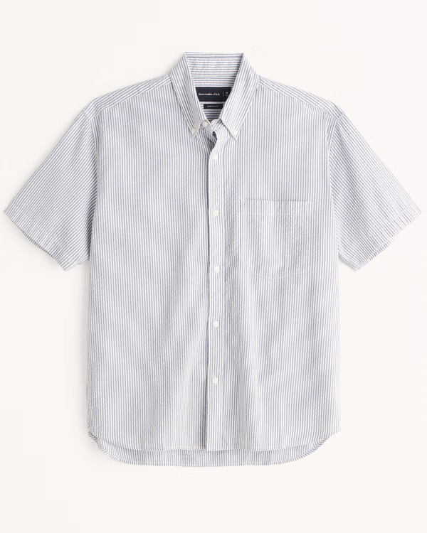 Men's Seersucker Button-Up Shirt | Men's Tops | Abercrombie.com | Abercrombie & Fitch (US)