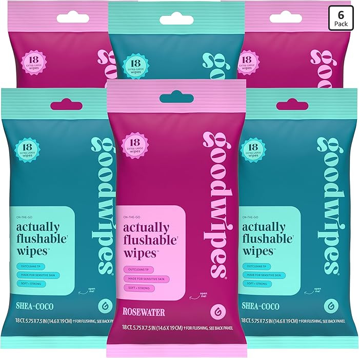 goodwipes Flushable Wipes Travel Size - Extra Large Adult Wet Wipe - On-the-Go Portable Wipes - S... | Amazon (US)