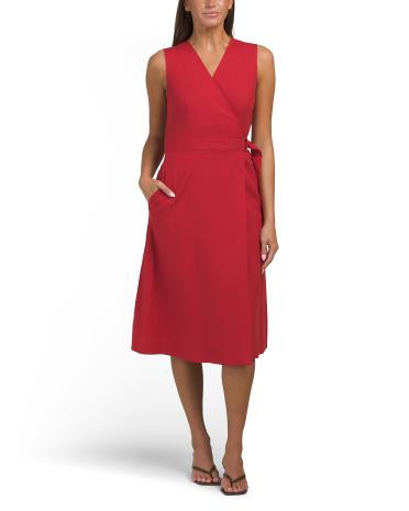 Linen Blend Sleeveless Mini Wrap Dress | TJ Maxx