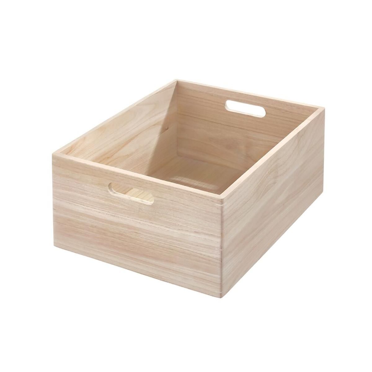 THE HOME EDIT X-Large Wooden Bin Sand | The Container Store