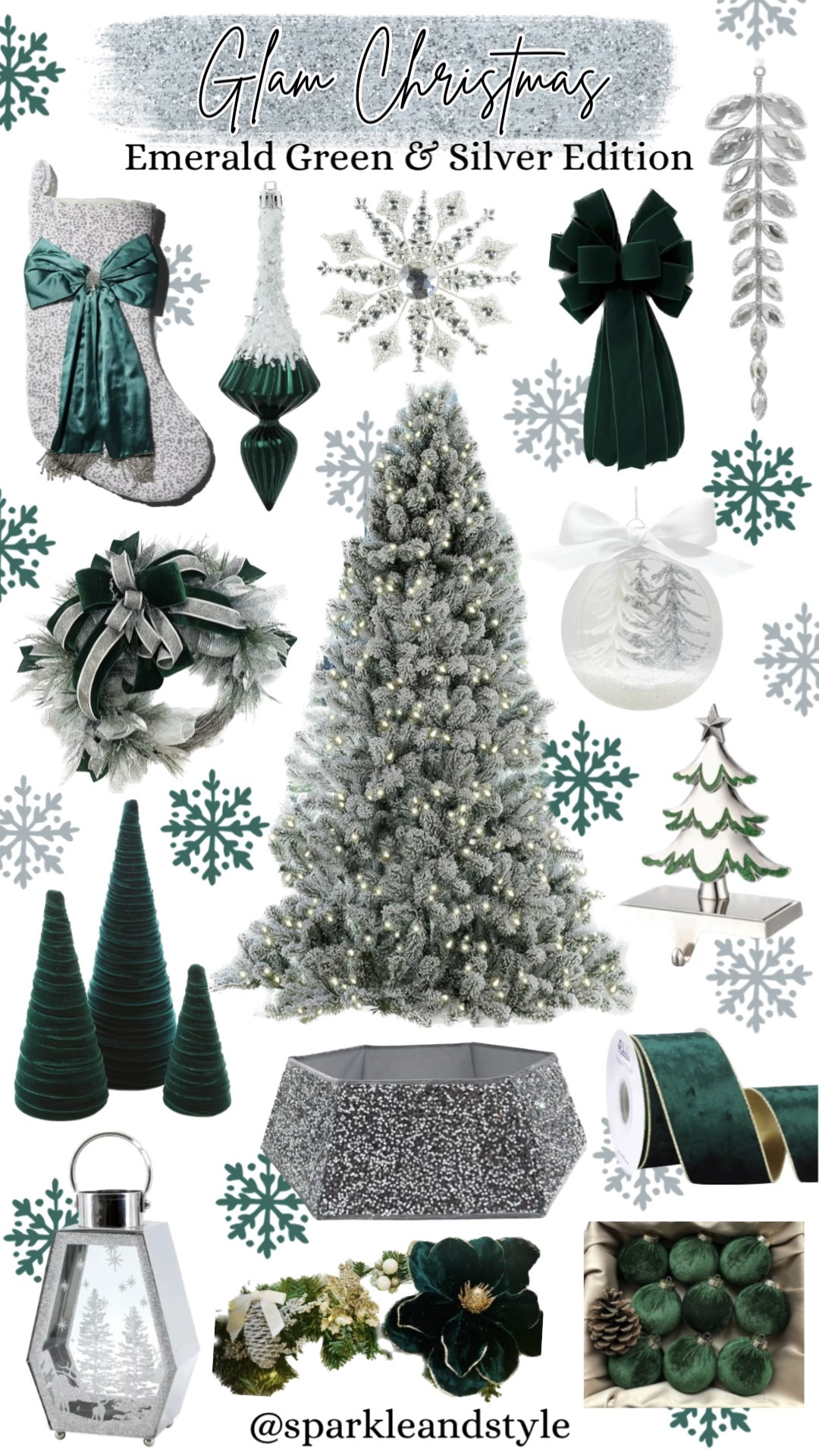 Glam Christmas: Emerald Green & Silver 💚🩶 

Christmas decor, Christmas tree, Christmas ornaments, Christmas ribbon, Christmas tree skirt, christmas stocking, Christmas wreath, Christmas tree topper, Christmas stocking holder, emerald green and silver Christmas decor, emerald green and silver Christmas ornaments, velvet green Christmas ornaments, green and silver Christmas tree ornaments, silver sequin Christmas tree collar, silver christmas tree topper, silver sequin and emerald green bow Christmas stocking, emerald green velvet ribbon, green and silver  Christmas garland, velvet emerald green trees, velvet emerald green Christmas bows, silver Christmas lantern decor, home interior, home decor, home accessories, home decoration, glam Christmas decor, girly girl Christmas, Luxe Christmas, elegant Christmas, classy Christmas, Christmas tree decorations, Christmas decorations

#LTKSeasonal #LTKhome #LTKHoliday