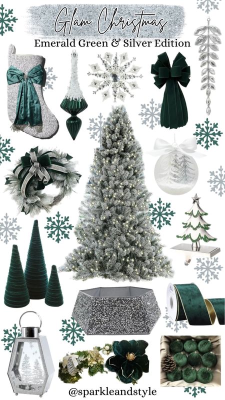 Glam Christmas: Emerald Green & Silver 💚🩶 

Christmas decor, Christmas tree, Christmas ornaments, Christmas ribbon, Christmas tree skirt, christmas stocking, Christmas wreath, Christmas tree topper, Christmas stocking holder, emerald green and silver Christmas decor, emerald green and silver Christmas ornaments, velvet green Christmas ornaments, green and silver Christmas tree ornaments, silver sequin Christmas tree collar, silver christmas tree topper, silver sequin and emerald green bow Christmas stocking, emerald green velvet ribbon, green and silver  Christmas garland, velvet emerald green trees, velvet emerald green Christmas bows, silver Christmas lantern decor, home interior, home decor, home accessories, home decoration, glam Christmas decor, girly girl Christmas, Luxe Christmas, elegant Christmas, classy Christmas, Christmas tree decorations, Christmas decorations

#LTKSeasonal #LTKhome #LTKHoliday