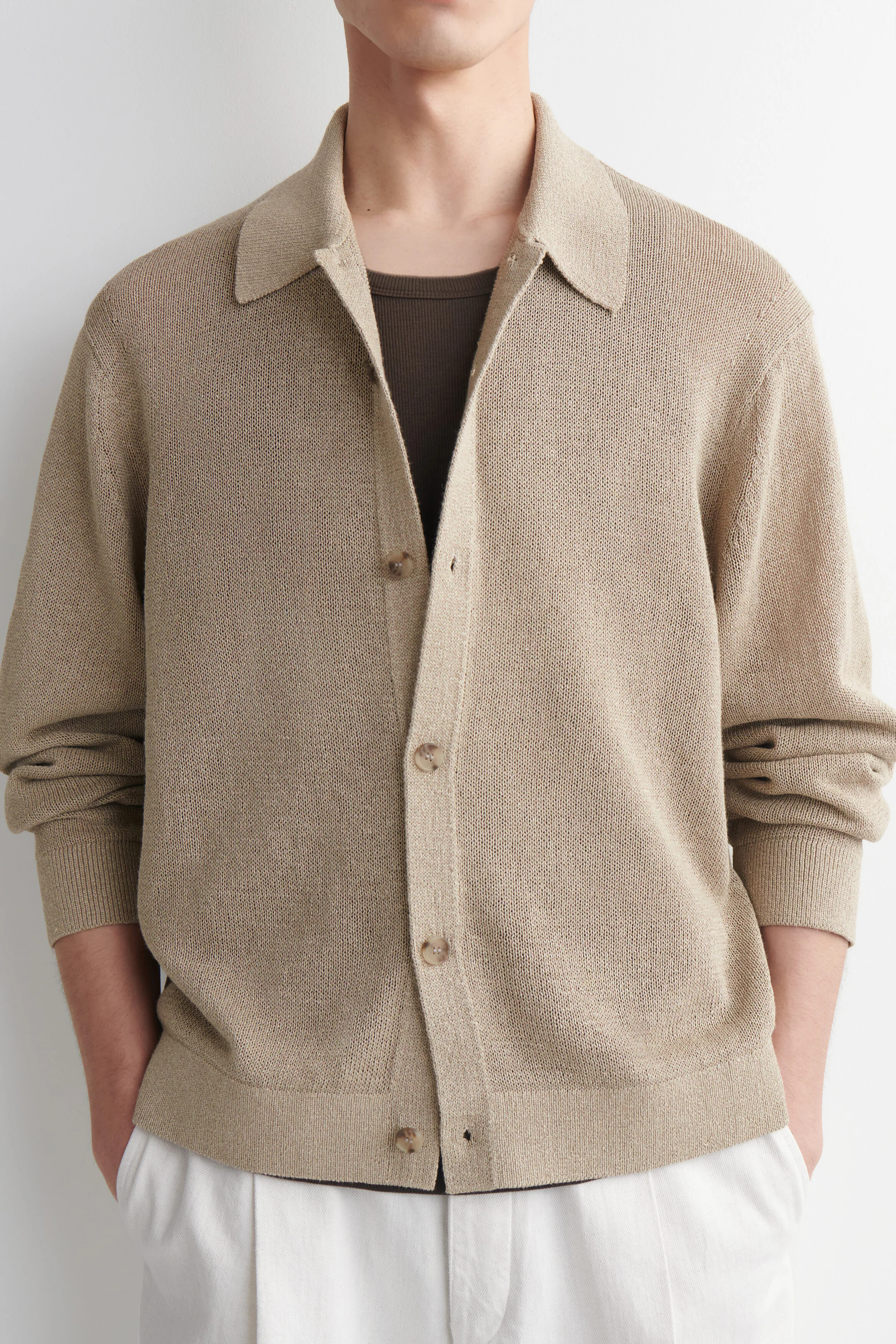 KNITTED COTTON-PAPER CARDIGAN - BEIGE | COS GB | COS UK