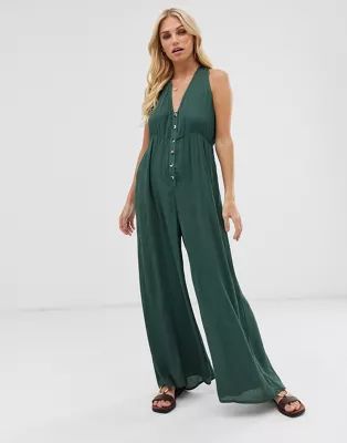 Vero Moda crinkle button front jumpsuit | ASOS (Global)