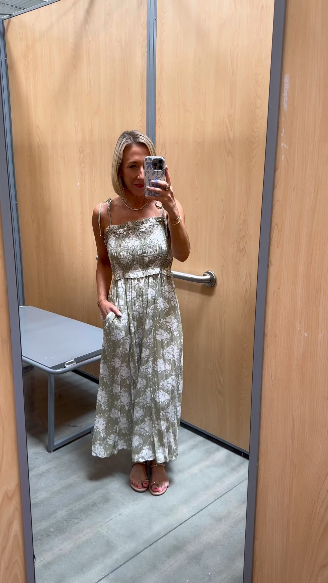 Walmart - in store try-on. Smocked Peplum Maxi Dress - size XS. $39. 2 colors.

#LTKSeasonal#LTKOver40 

 