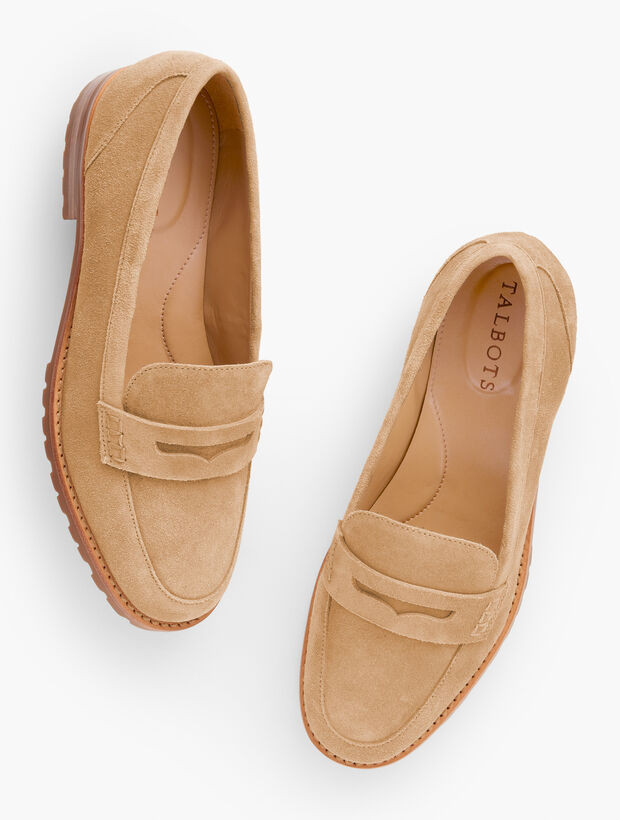 Cassidy Suede Penny Loafers | Talbots