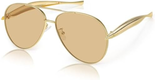Retro Oversized Aviator Sunglasses for Women Men,Trendy Vintage 70s Metal Large Pilot Sun Glasses | Amazon (US)