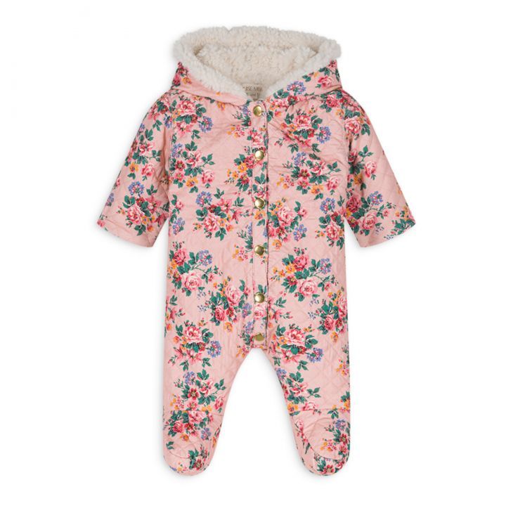 Kirina Sherpa-Lined Corduroy Baby Snowsuit | Pink | Smallable
