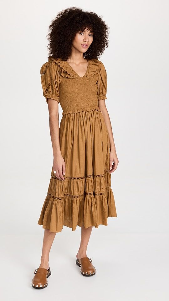 Sea Paco Solid Puff Sleeve Smocked Dress | SHOPBOP | Shopbop
