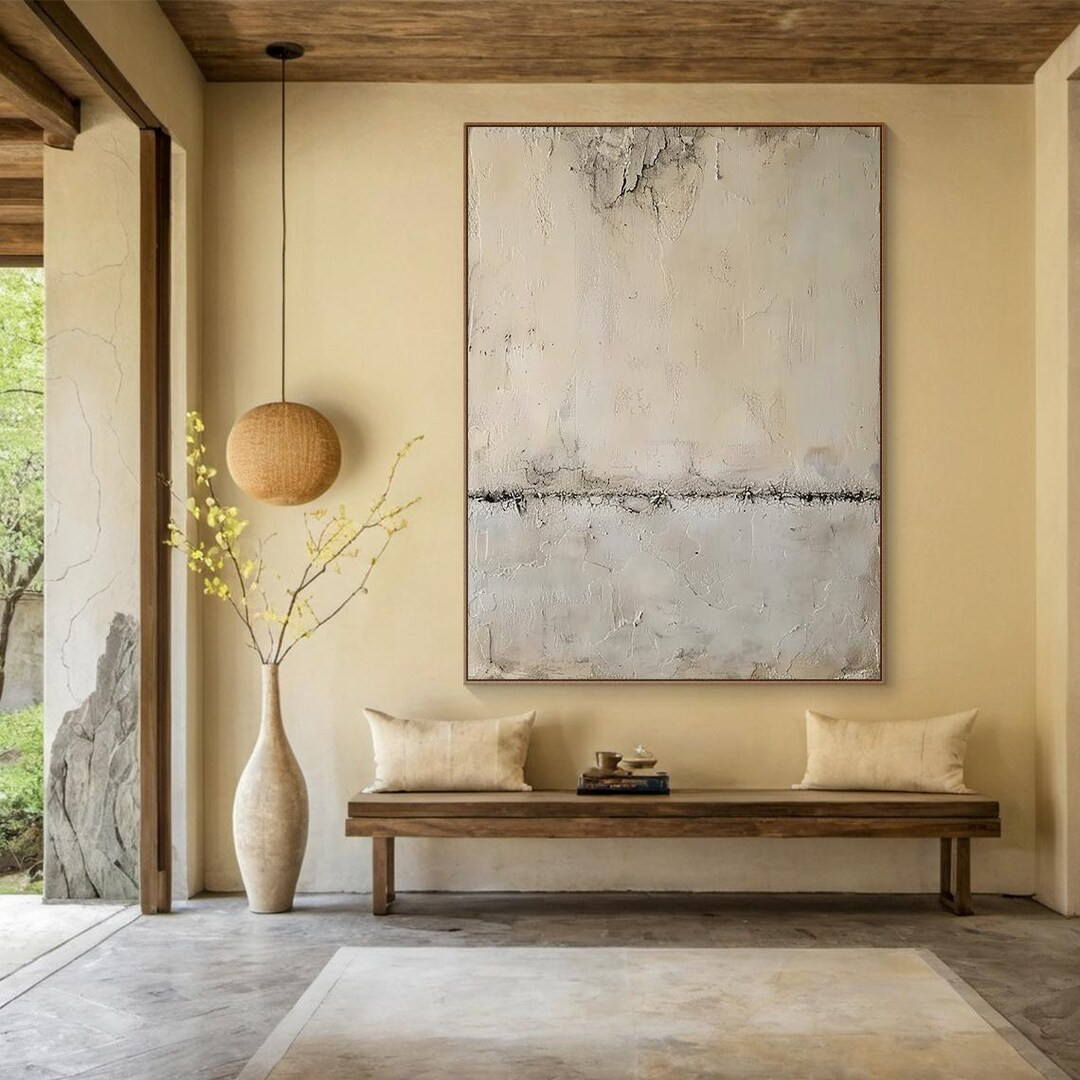 Beige Gray Abstract Wall Art,Wabi Sabi Wall Art,Neutral Abstract Painting, Large beige Texture Pa... | Etsy (US)