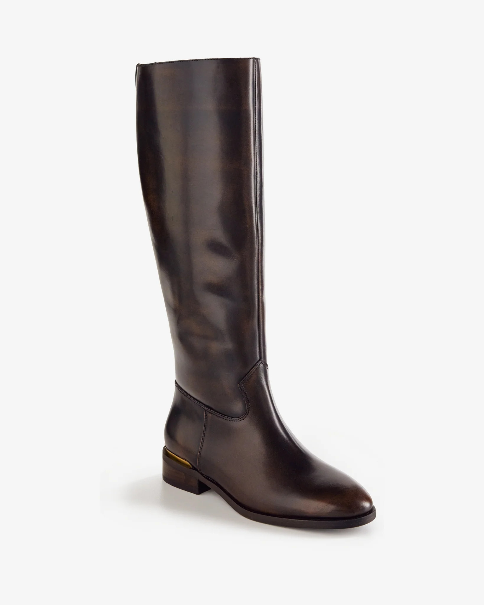 Vince Camuto Gold Detail Riding Boot - Brown | Boston Proper