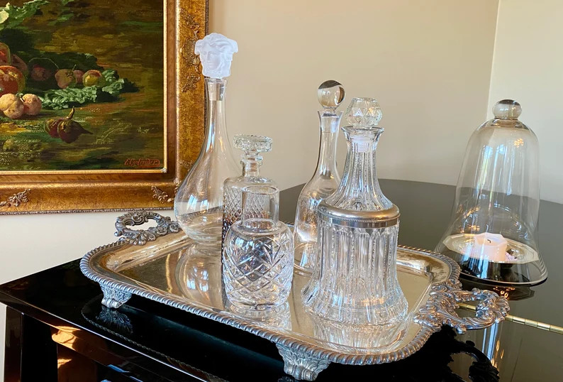 Large Vintage Silver Plated Tray - Etsy | Etsy (US)