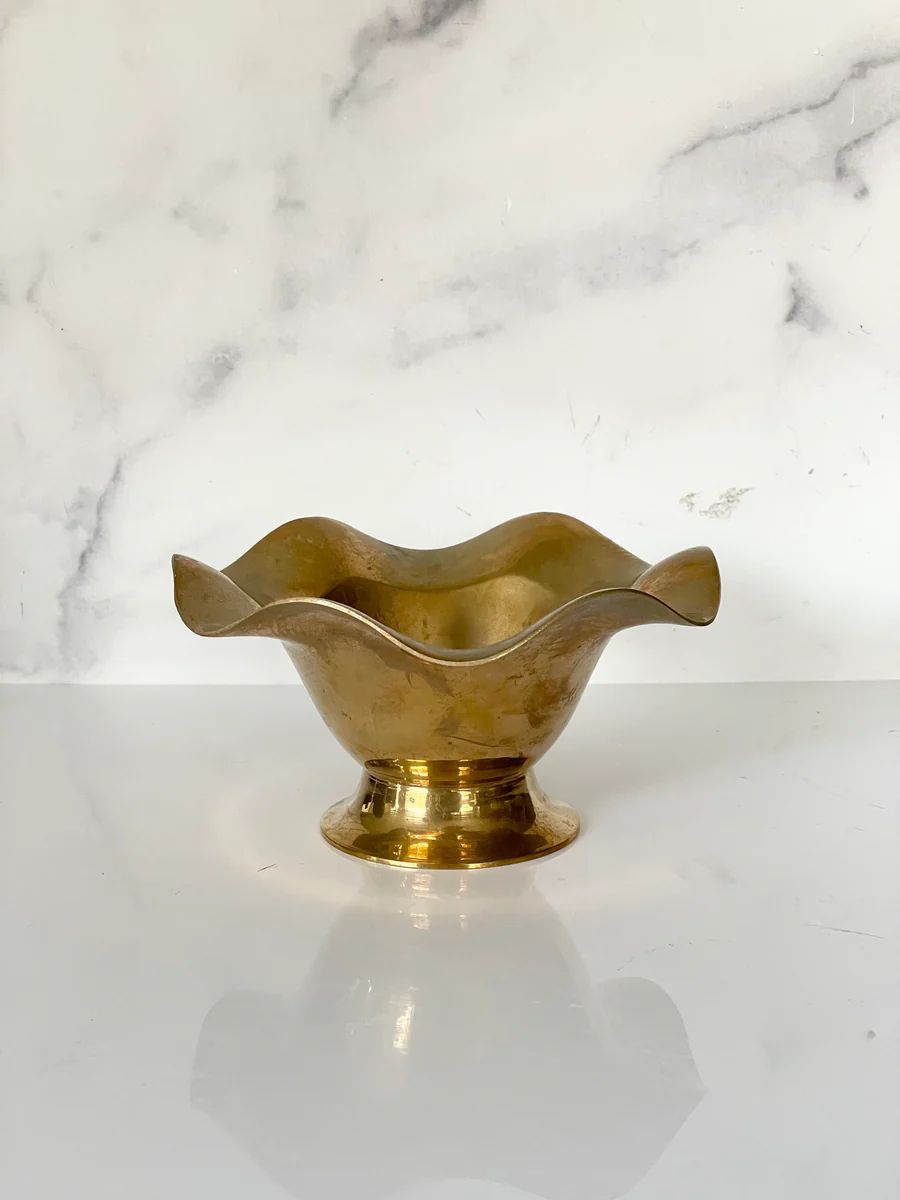 Vintage Brass Fluted Pedestal Bowl | Ada + East