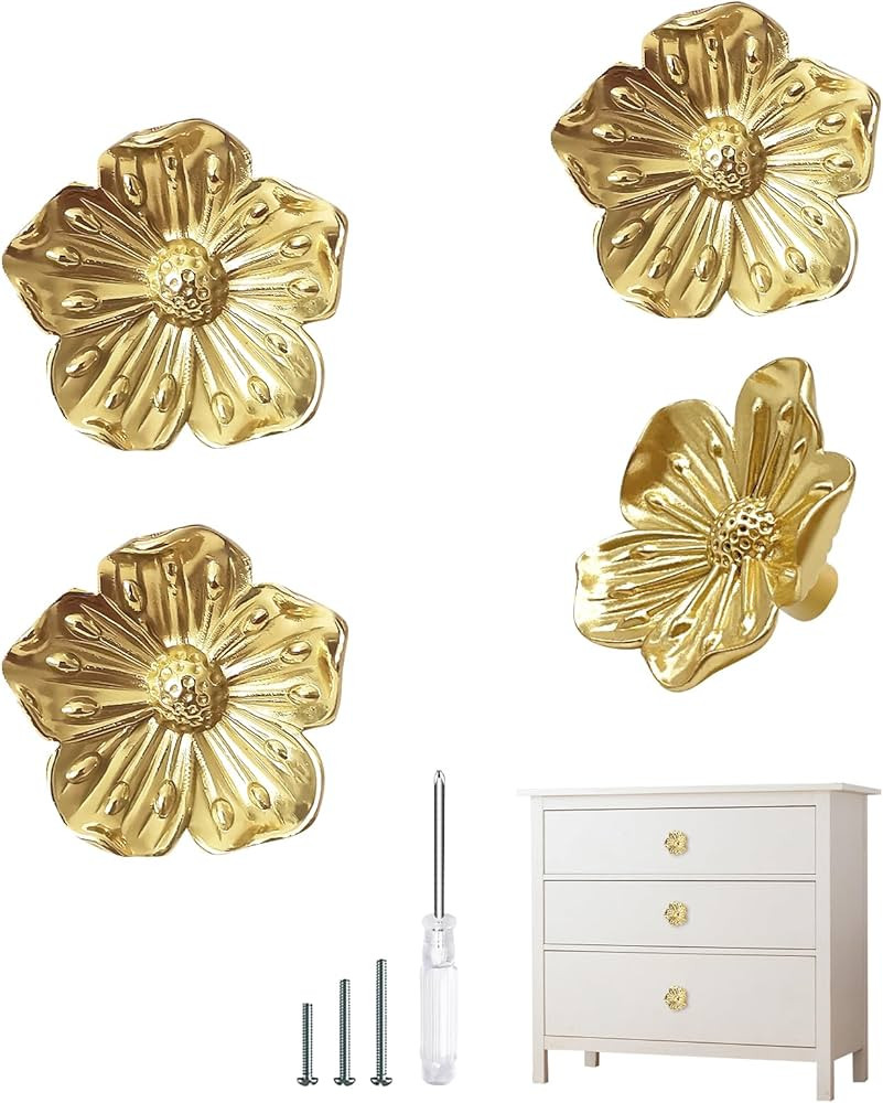 Adequate Installation Accessories:There are 4 pieces flower drawer pulls, 4 pcs M4* 0.8" /20mm sc... | Amazon (US)