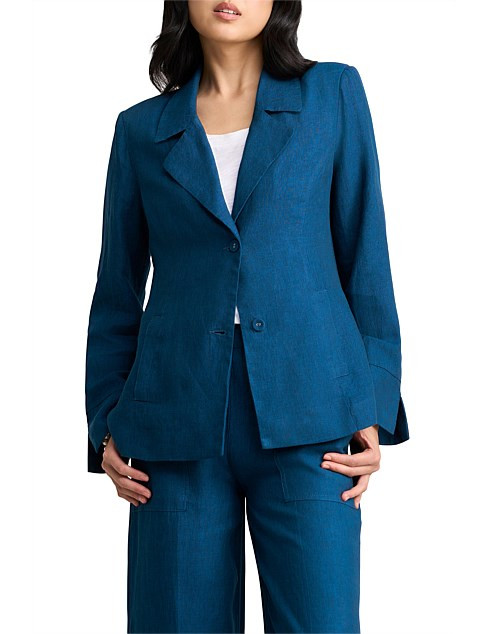 Blue Illusion French Linen Jacket -Navy Delave | David Jones | David Jones (Australia & New Zealand)