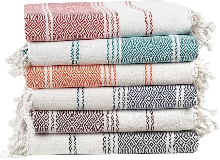 LANE LINEN Beach Towels 6 Pack, Oversized Beach Towel, Pre-Washed Large Beach Towel, Stylish Pool... | Amazon (US)