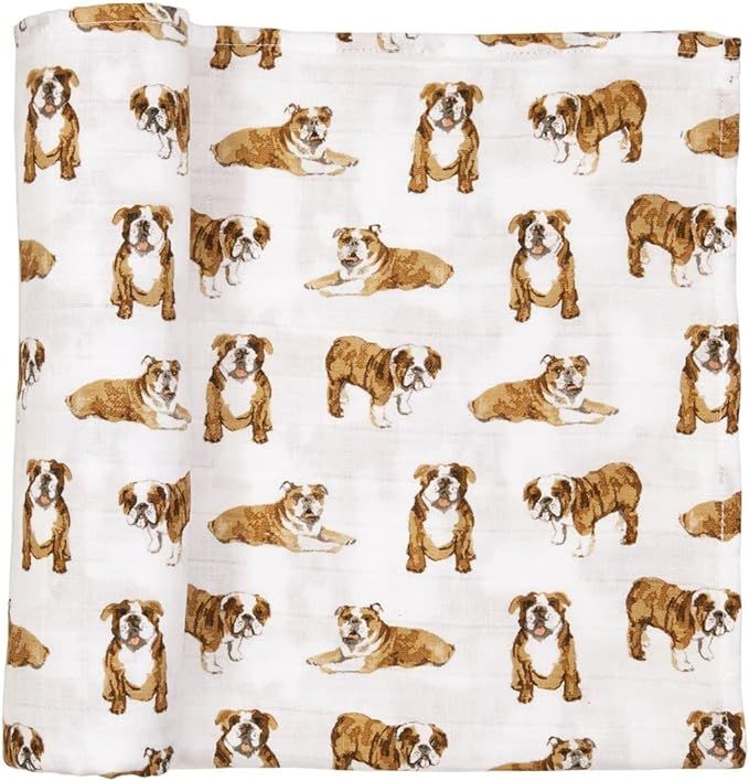 Mud Pie Bulldog Print Muslin Baby Swaddle Blanket, 47" x 47" (12140053) | Amazon (US)