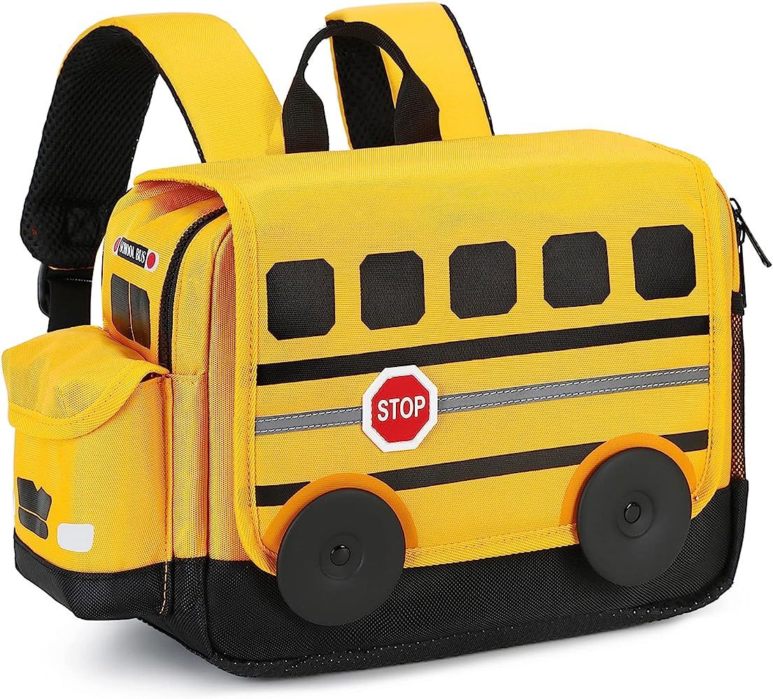 Kids Backpack for Boys Girls Preschool Bookbags 3D Cartoon Daycare Toddler Bags Medium Yellow | Amazon (US)