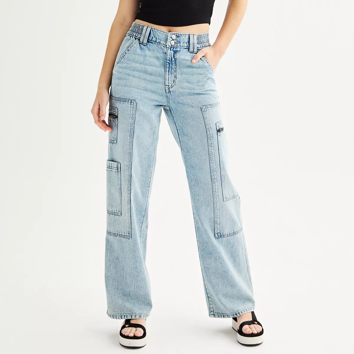 Juniors' SO® High Rise Cargo Wide Leg Pants | Kohl's