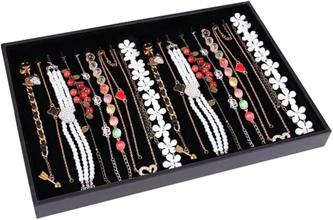 Wudygirl 20 Hooks Necklace Display Case for Jewelry Showcase Drawer Necklace Organizer Tray Stack... | Amazon (US)
