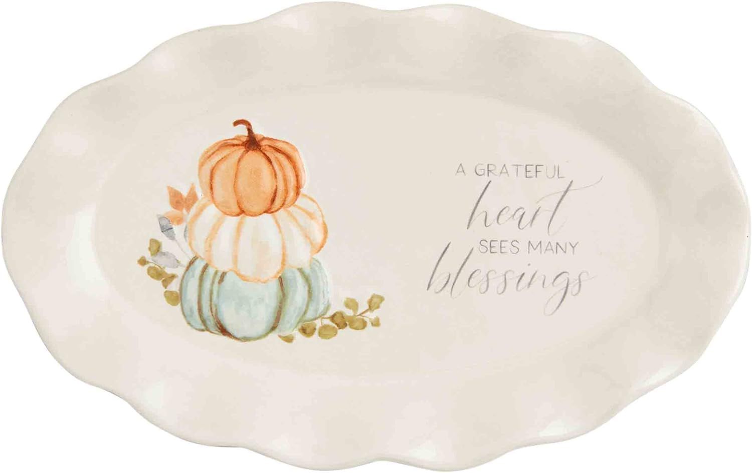 Mud Pie Sentiment Plate, Thankful, 8" x 5" | Amazon (US)