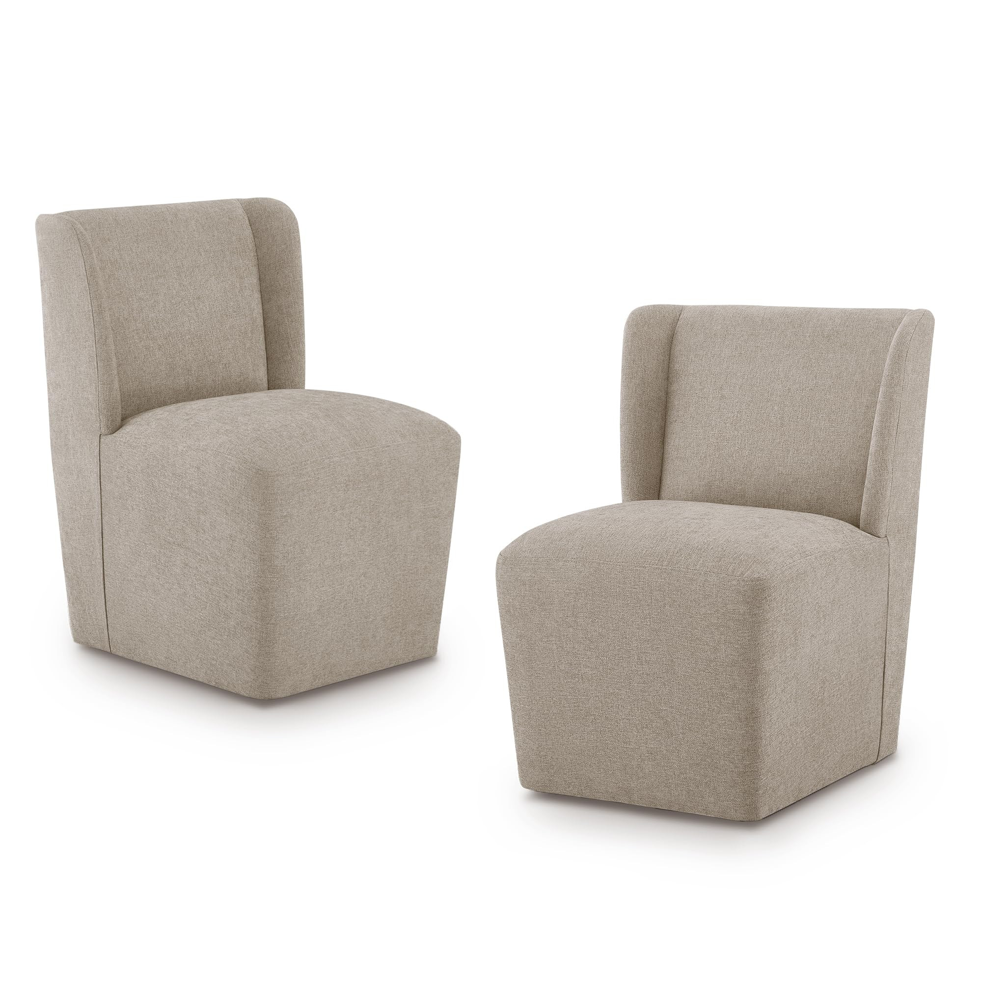 Upholstered Dining Chair with Casters Wingback Modern Side Armless Deskchair with Rollers for Din... | Amazon (US)