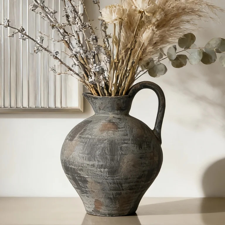 Rustic Terracotta Vase with Handle,8.8 Inch Vintage Ceramic Flower Vase for Home and Entryway Dec... | Walmart (US)