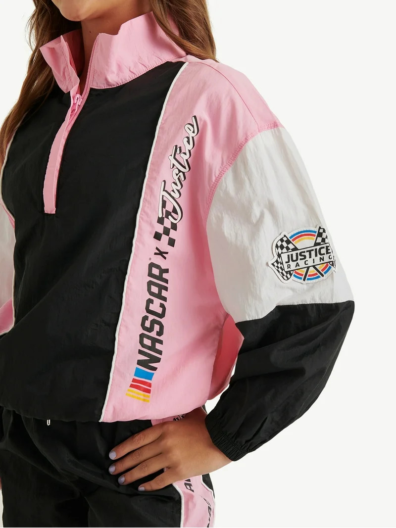 Justice Girl's NASCAR X Justice Collab Colorblock Half Zip Windbreaker, Sizes XS - XLP | Walmart (US)