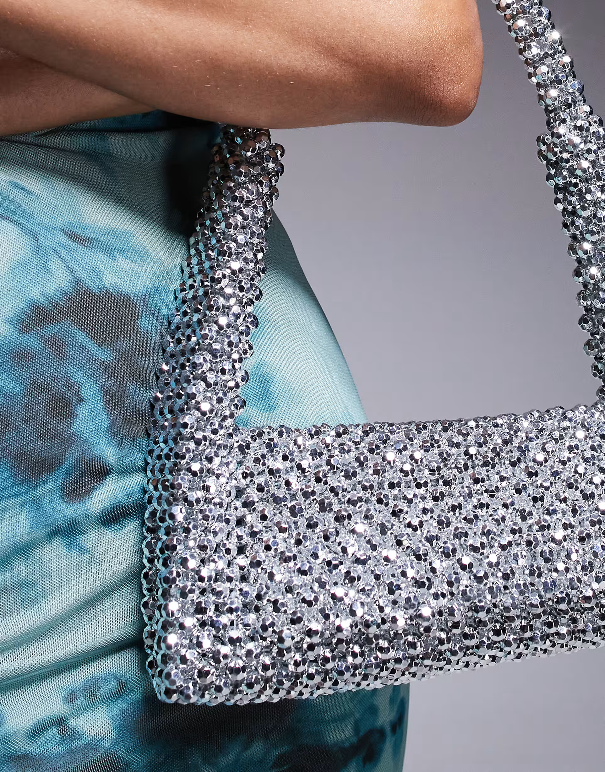 River Island Beaded metallic clutch bag in silver | ASOS | ASOS (Global)