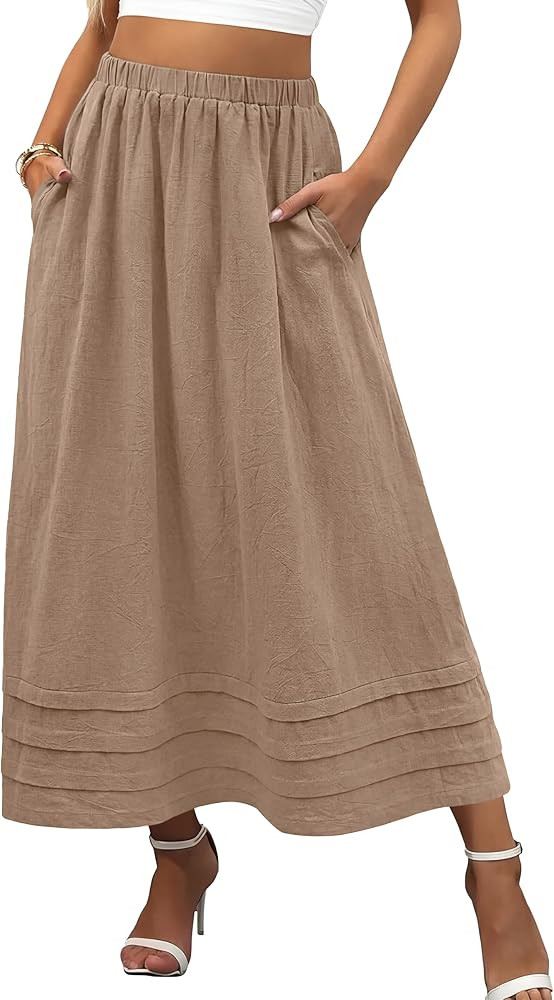 ANRABESS Womens Maxi Skirt 2026 Summer Boho Flowy Tiered Casual Elastic High Waisted Swing A-line... | Amazon (US)