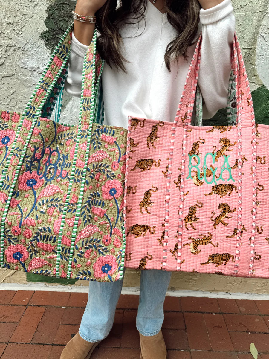 Quilted Block-Print Tote Bag | KenzKustomz