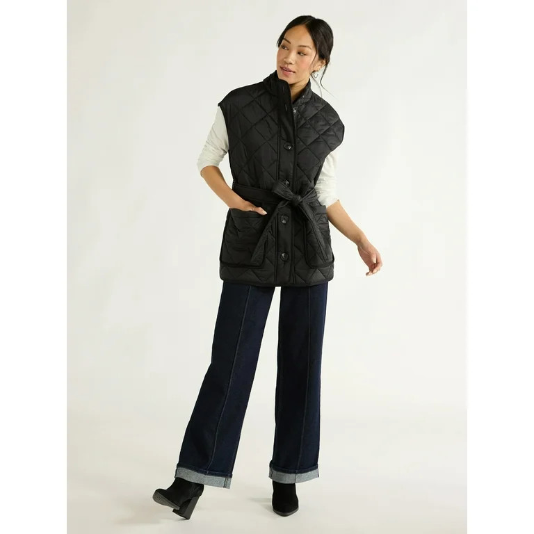 Free Assembly Women's Quilted Vest with Belt, Sizes XS-XXL | Walmart (US)