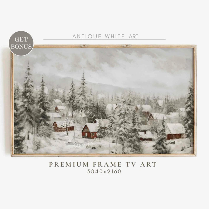 Winter Painting TV Art, TV Wallpaper, Samsung Frame Tv Art, Christmas & Winter Frame TV Art 4K, V... | Etsy (US)