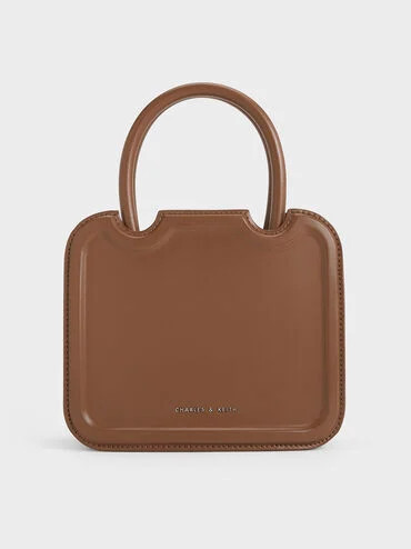 Perline Sculptural Top Handle Bag
 - Chocolate | Charles & Keith UK